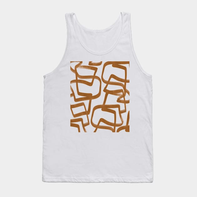 Simple Minimalist Abstract Woby lines Earth Tones Pattern Tank Top by zedonee